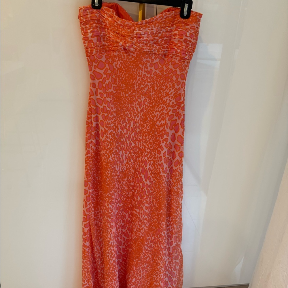 Laundry by Shelli Segal Elegant Orange and Pink Strapless Gown - Picture 7 of 9